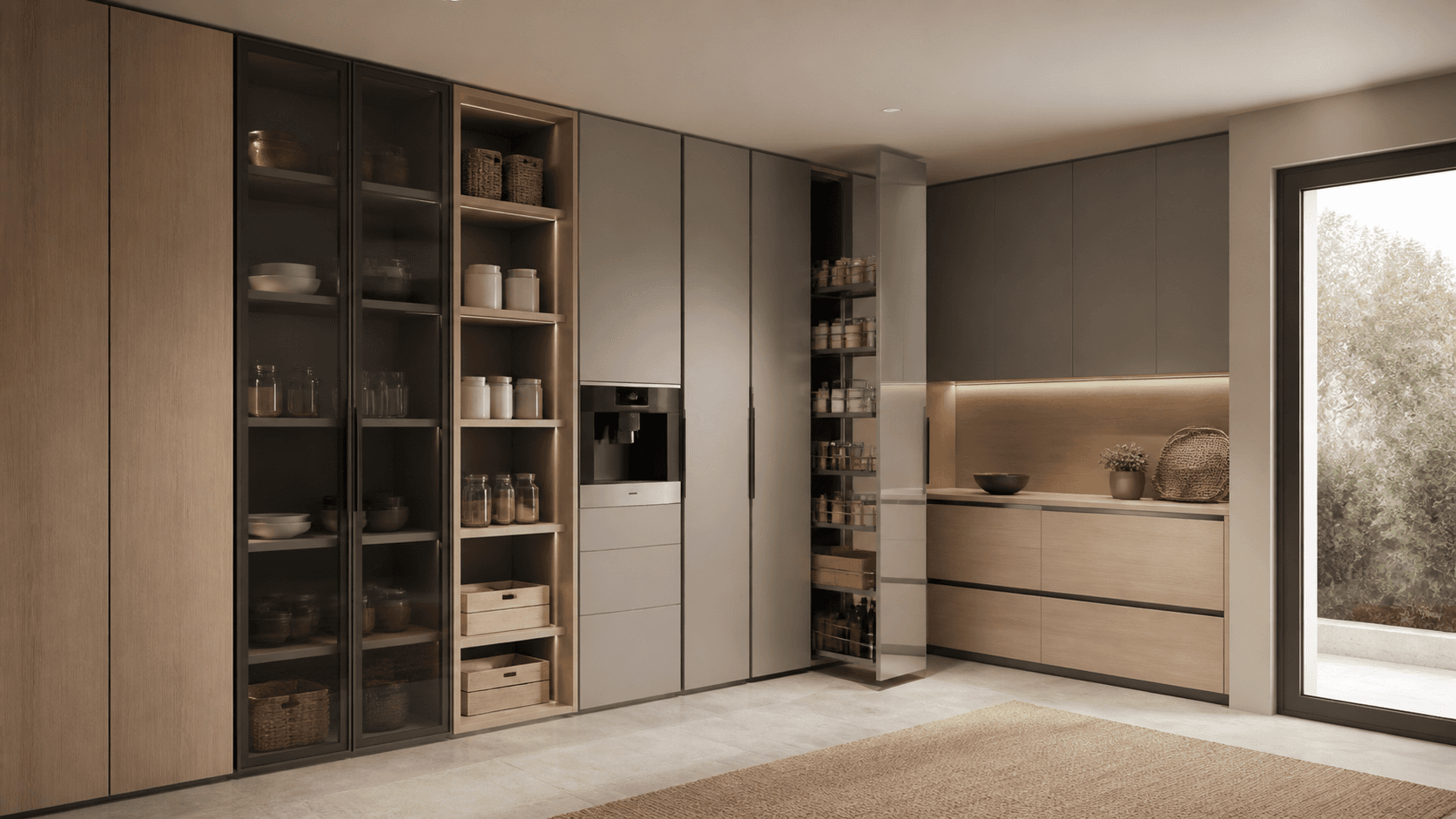 Linea illustrative pantry & utility wall based on selected RTA catalogue modules