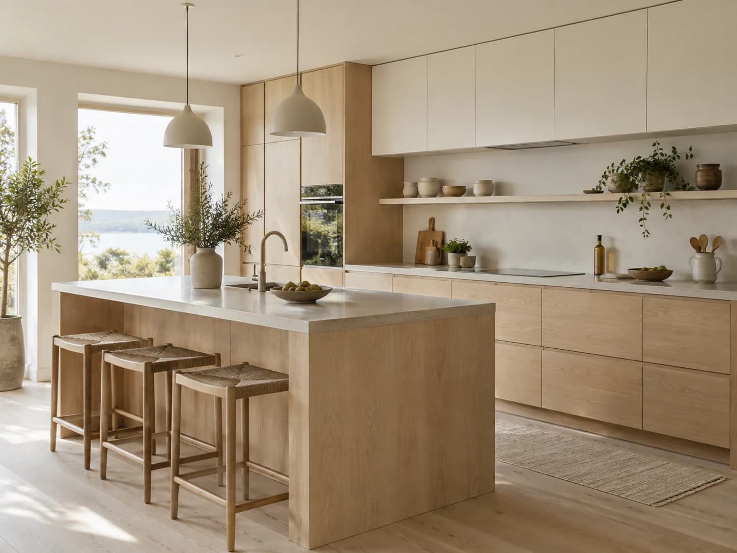 Lino illustrative open-plan island kitchen based on selected RTA catalogue modules