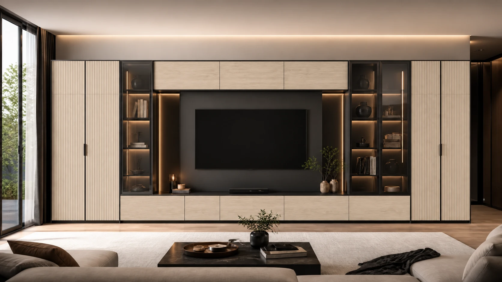 Forma illustrative room with cabinetry in Sand Casella Oak