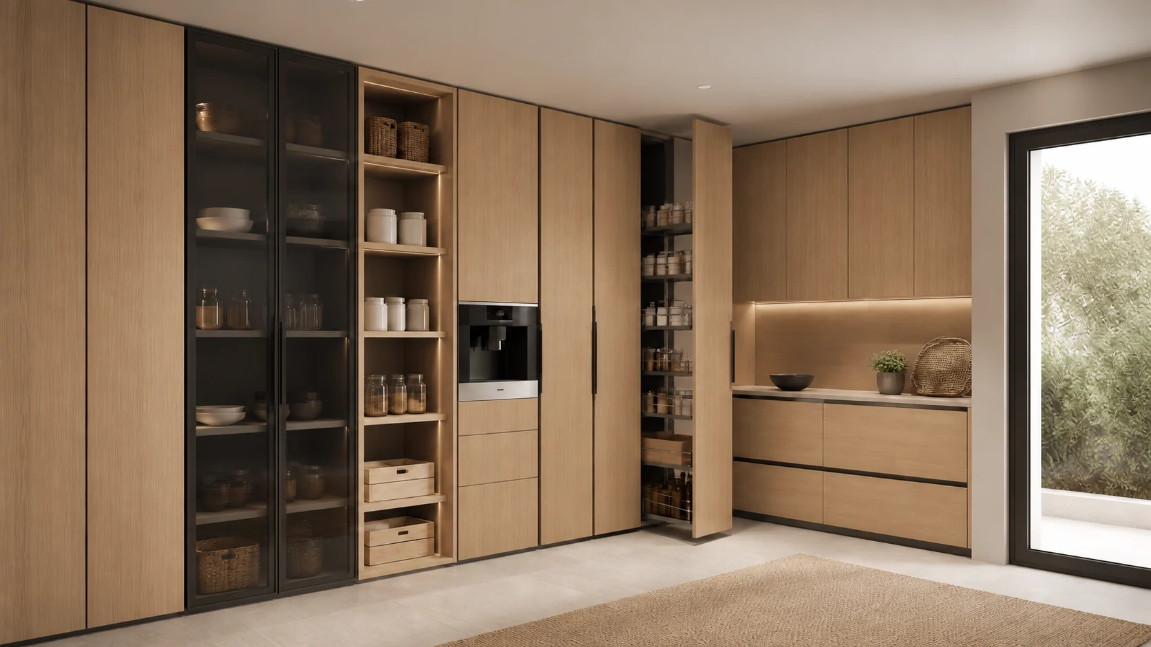 Linea illustrative room with cabinetry in Natural Casella Oak