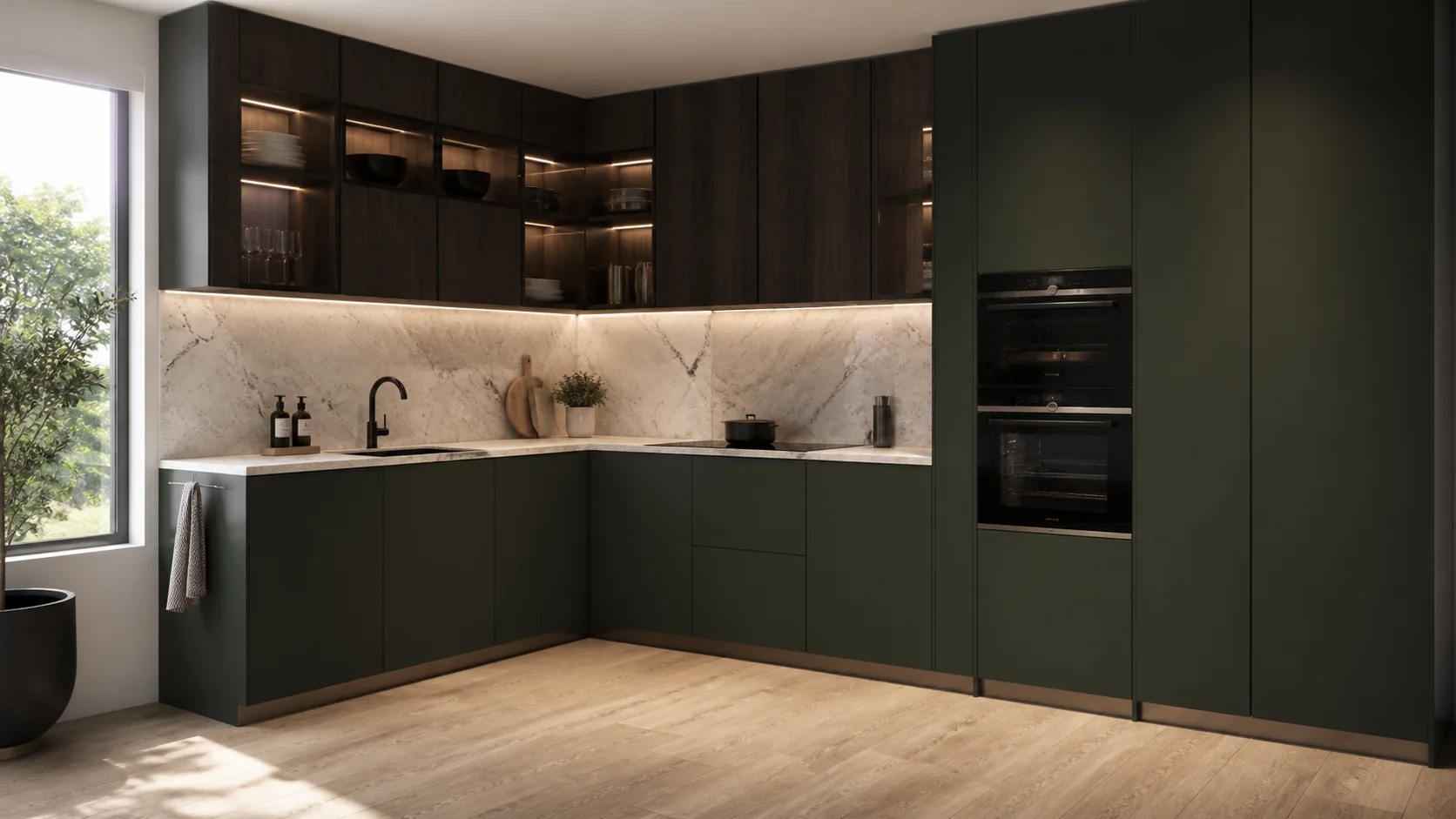 Selva illustrative room with cabinetry in Dark Green
