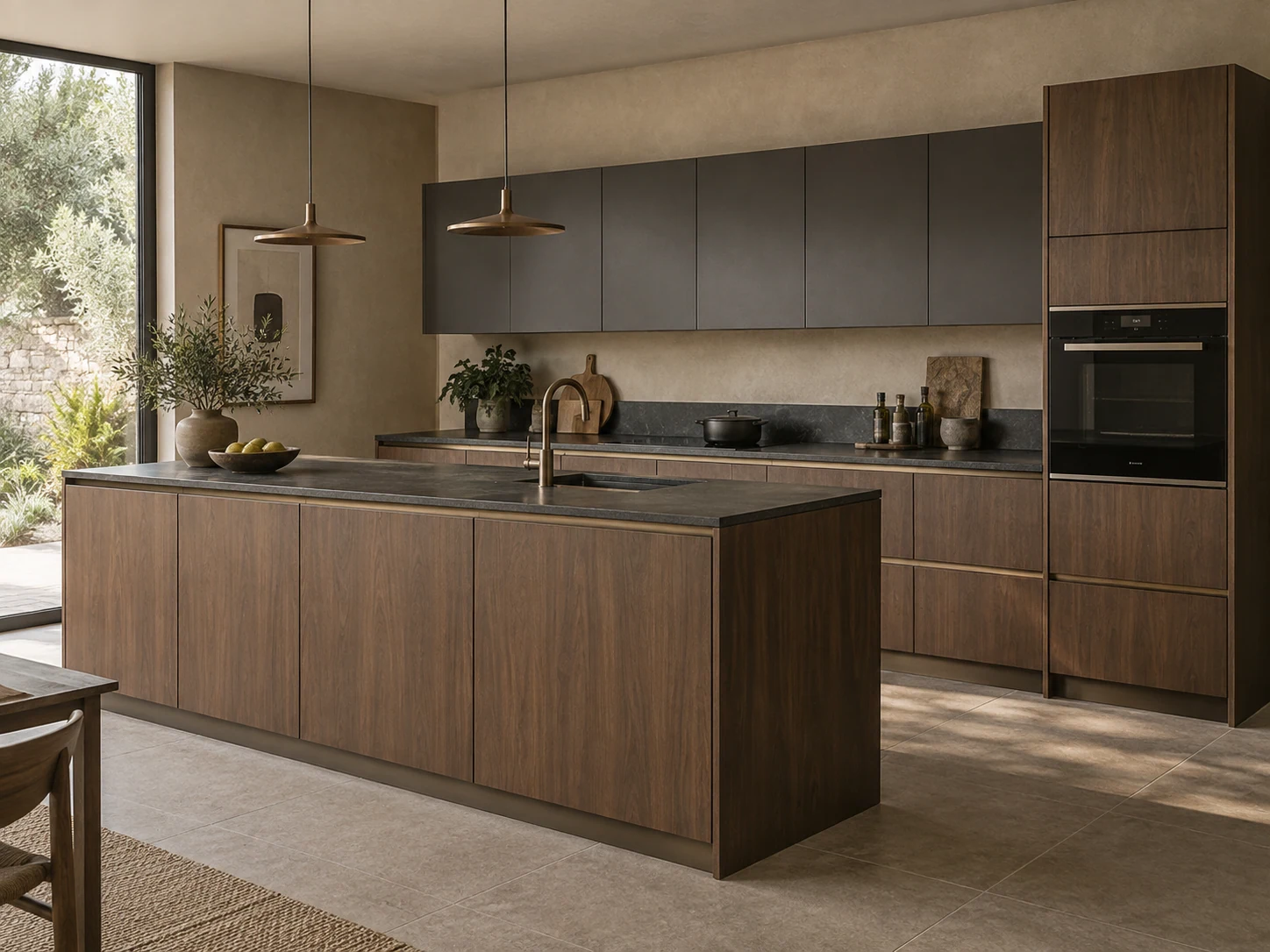 Trama illustrative room with cabinetry in Melato Walnut
